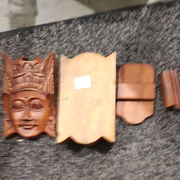 Handcrafted Wooden Face Sculpture Puzzle Box From Indonesia - Picture 3 of 4